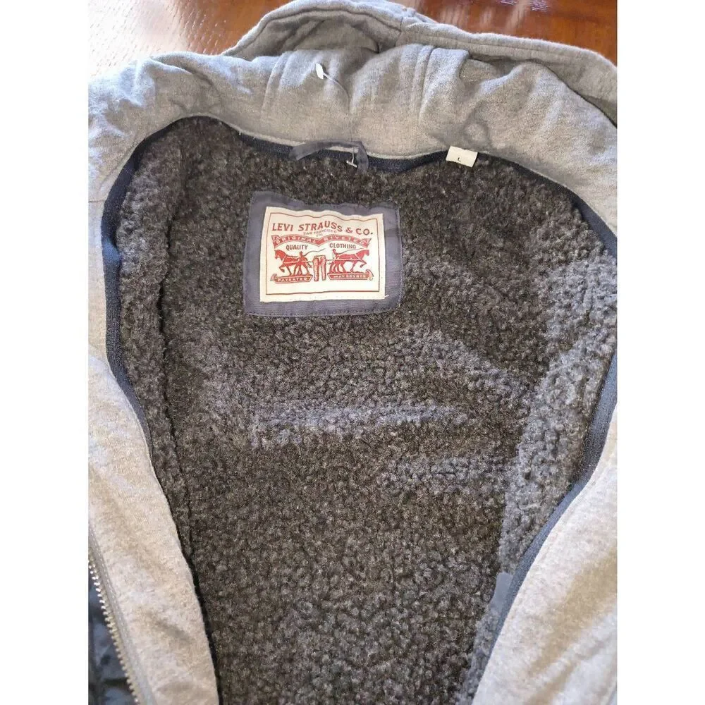 Levi's Men's Cotton Canvas Military Jacket NWT Large full-length zipper & snap-b